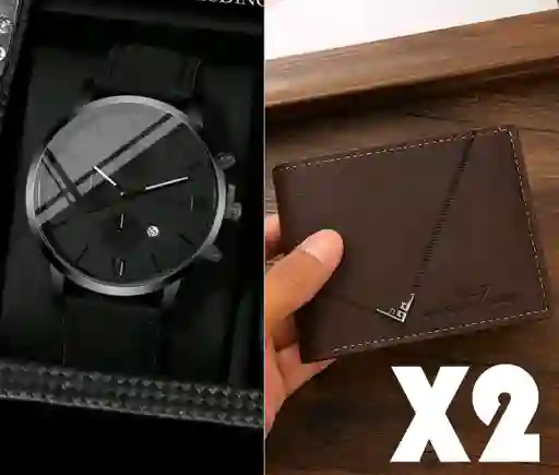 Combo Reloj Hombre Geneva + Billetera Cafe