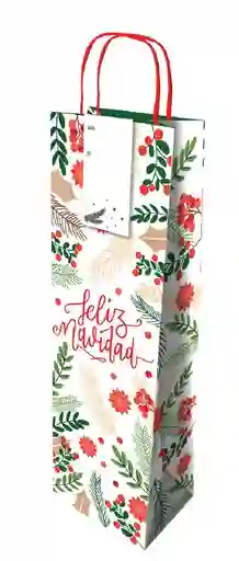 Bolsa Regalo Navidad Botella Plastificada Brillante