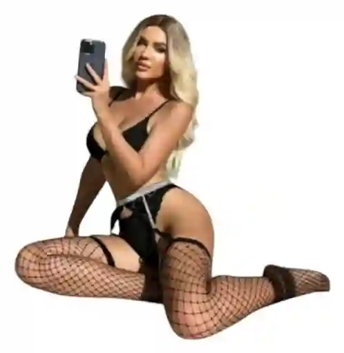 Medias Con Liguero Malla Hermanas Fashion. Lenceria. Negro