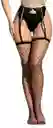 Medias Con Liguero Malla Hermanas Fashion. Lenceria. Negro