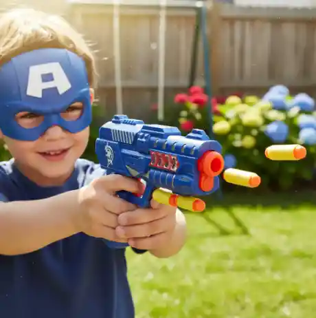 Pistola De Juguete Dardos E Hidrogel Personaje Capitán America Avengers.