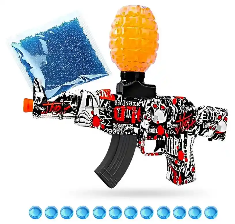 Rifle Juguete Rojo Ak-47 Hidrogel Automático + 50.000 Orviz Rojo