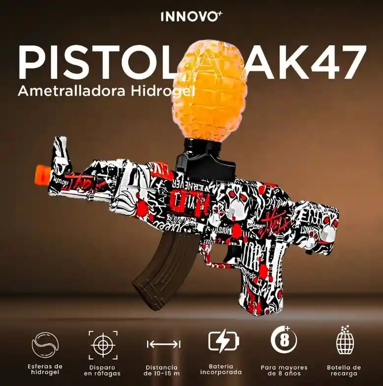 Rifle Juguete Rojo Ak-47 Hidrogel Automático + 50.000 Orviz Rojo