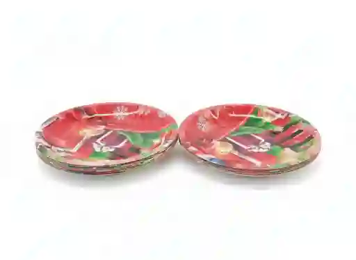 9 Platos De Plástico Para Fiesta De Navidad, Platos De Plástico De Feliz Navidad, Patrón De Alce De Papá Noel Rojo Para Suministros De Fiesta De Navidad, Decoración De Vajilla