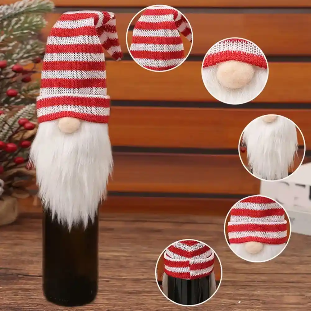 Funda Gnomo Decoraciones Navideñas, X2 Funda Para Botellas De Vino Sin Rostro