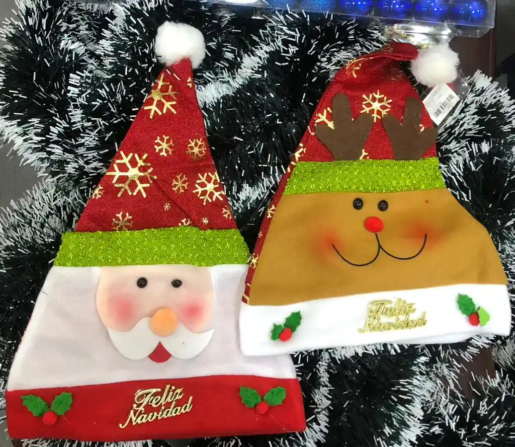 Gorro De Navidad Sombrero Tradicional Papá Noél Reno Pino Navideño