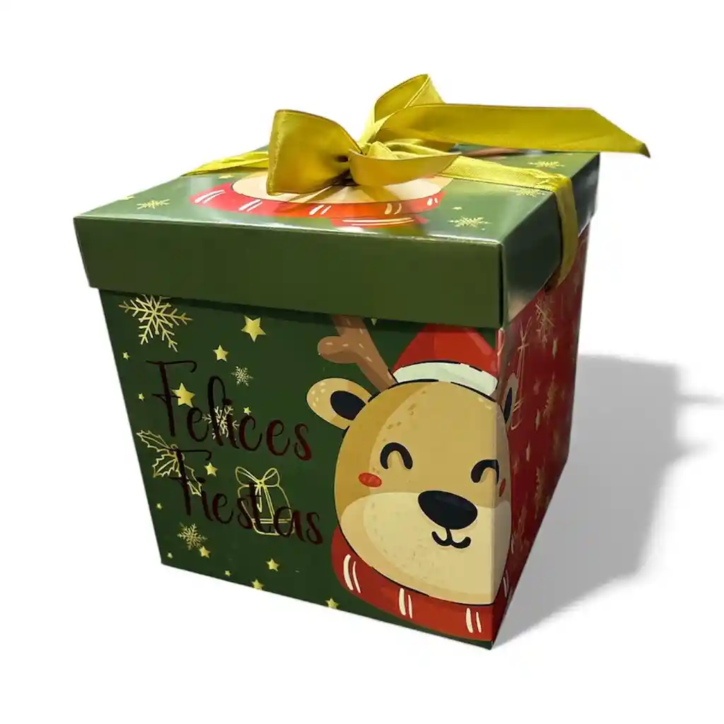 Caja Con Tapa Con Diseño Navideño Para Regalo De Navidad 15 X 15 X 15 Cm