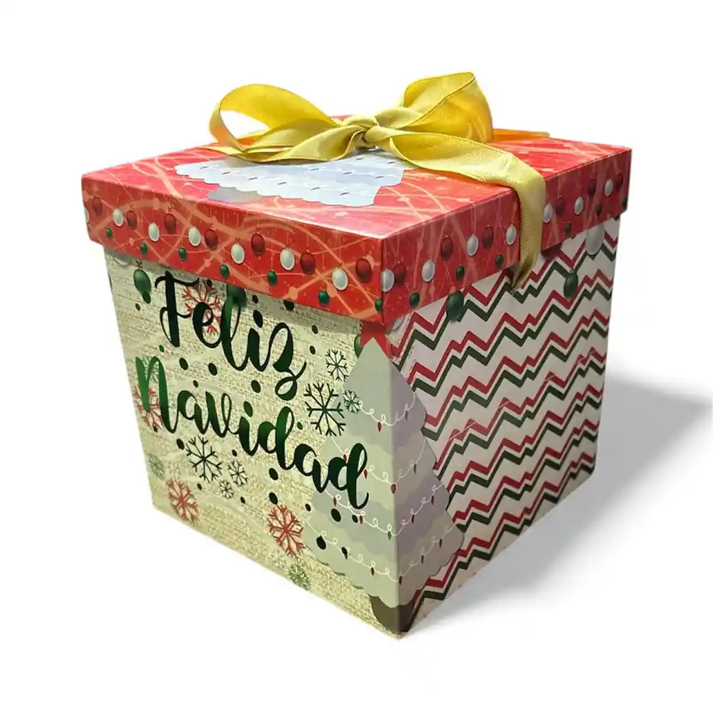 Caja Con Tapa Con Diseño Navideño Para Regalo De Navidad 15 X 15 X 15 Cm