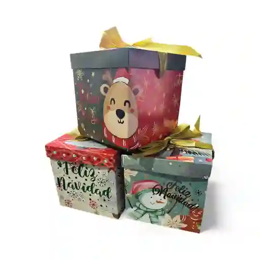 Caja Con Tapa Con Diseño Navideño Para Regalo De Navidad 15 X 15 X 15 Cm