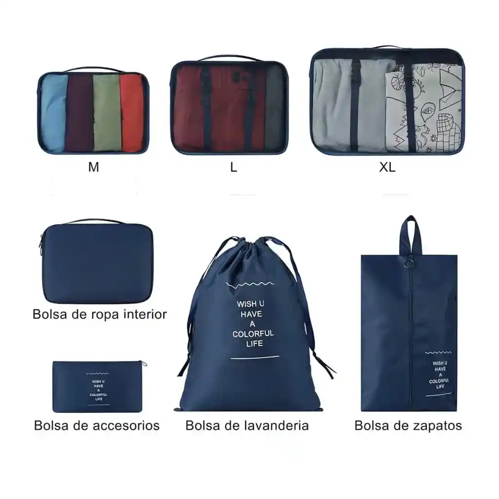 Organizador De Maleta Para Viaje / Bolsa De Almacenamiento *7 Piezas