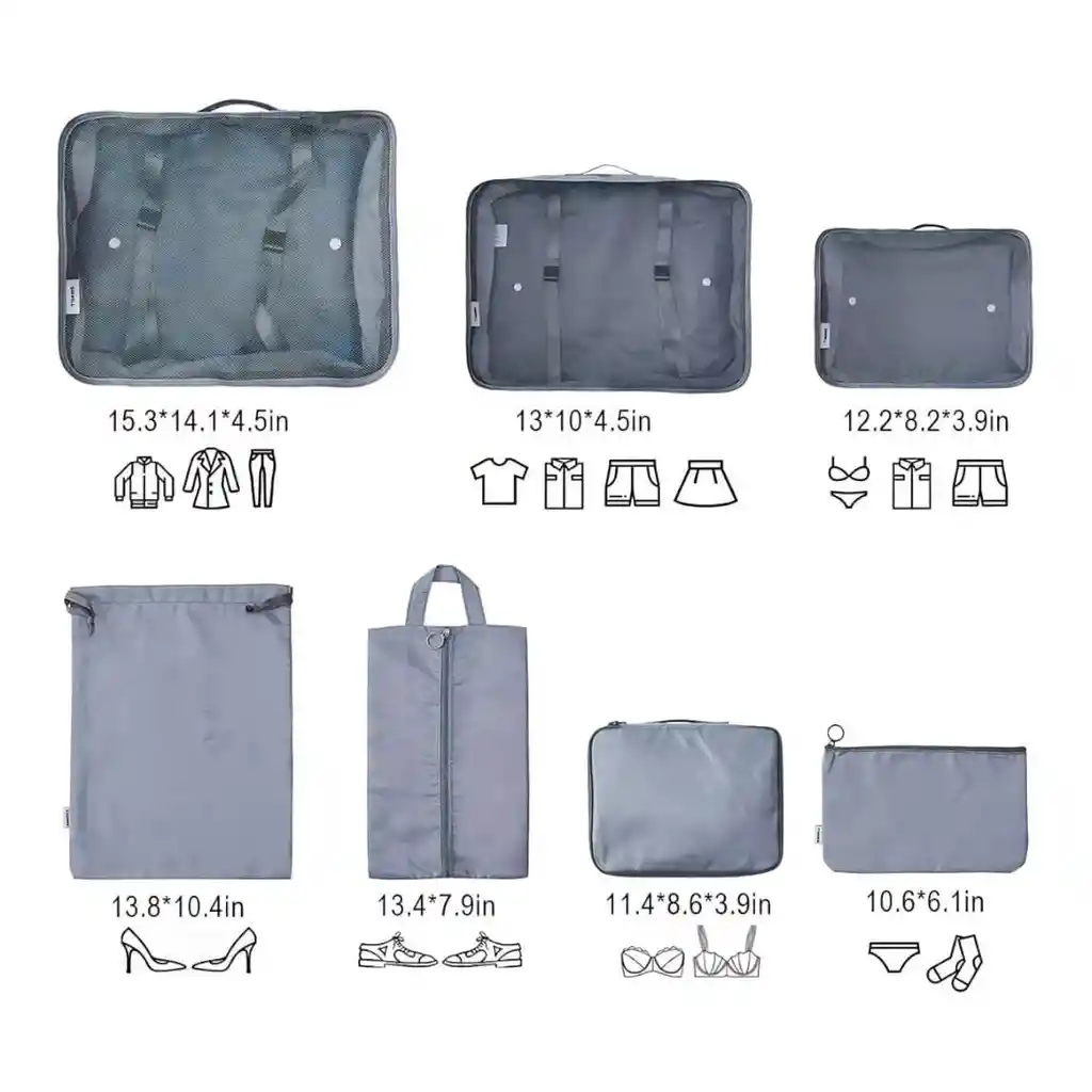 Organizador De Maleta Para Viaje / Bolsa De Almacenamiento *7 Piezas