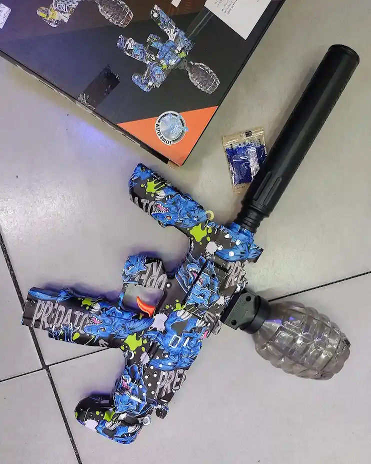 Pistola De Juguete Hidrogel Electrica Recargable Mp7 Dinosaurios Azul