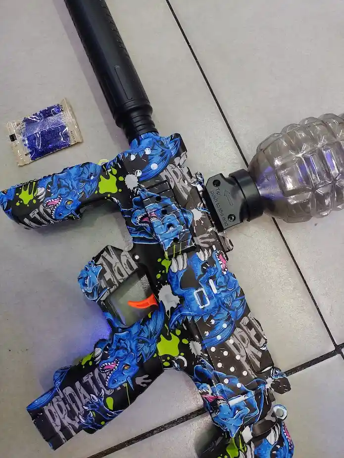 Pistola De Juguete Hidrogel Electrica Recargable Mp7 Dinosaurios Azul