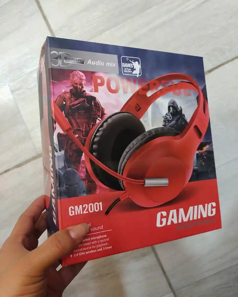 Audifonos Diadema Con Cable Gaming Con Microfono Color Rojo Gm2001