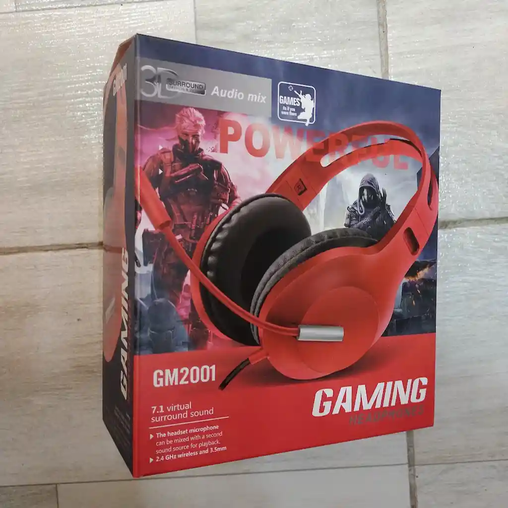 Audifonos Diadema Con Cable Gaming Con Microfono Color Rojo Gm2001