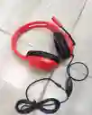 Audifonos Diadema Con Cable Gaming Con Microfono Color Rojo Gm2001