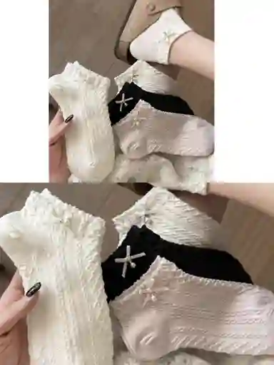 Media Tobillera 3d Perla Surtida