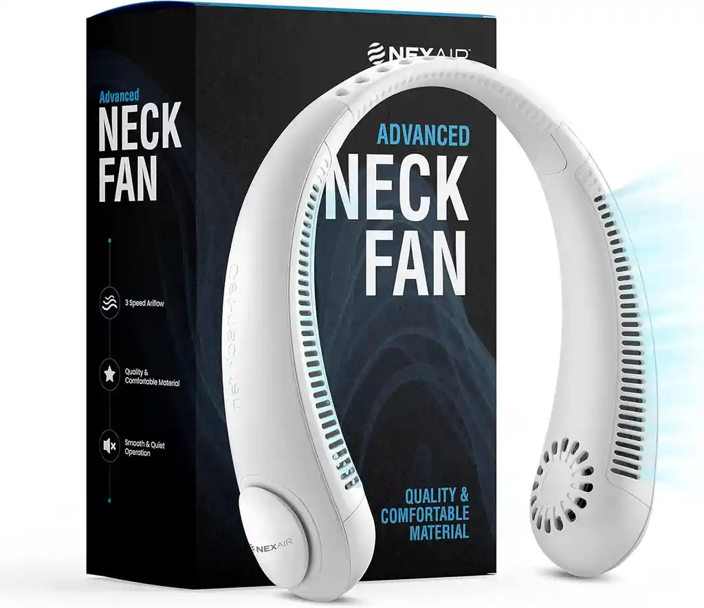 Ventilador De Cuello Nexair Portátil Recargable Sin Aspas Blanco