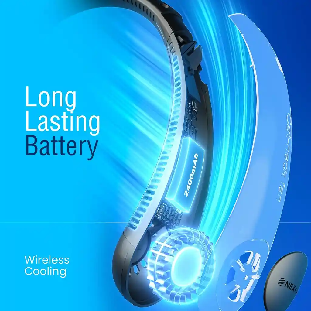 Ventilador De Cuello Nexair Portátil Recargable Sin Aspas Blanco