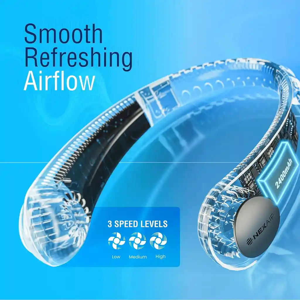 Ventilador De Cuello Nexair Portátil Recargable Sin Aspas Blanco