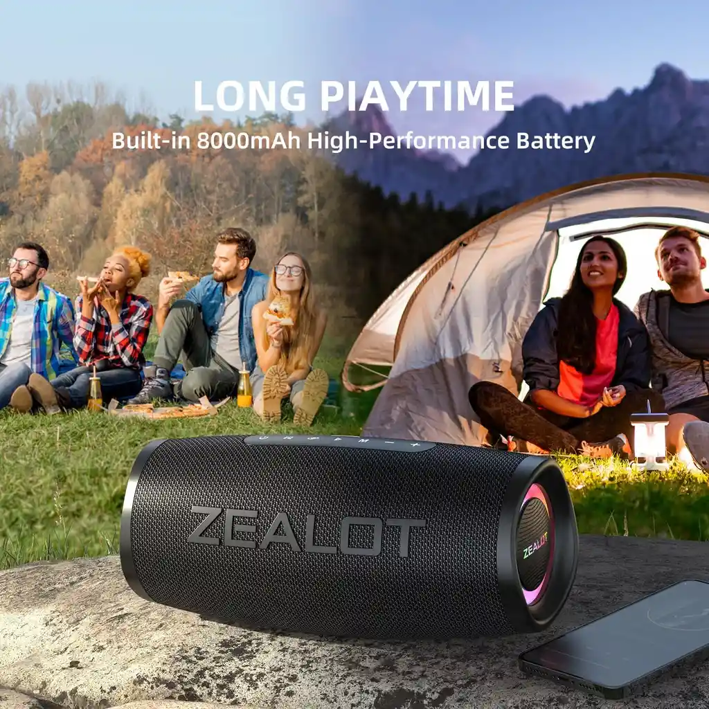 Bocina Parlante Bluetooth Portátil Zealot S56 50w Negro 5v