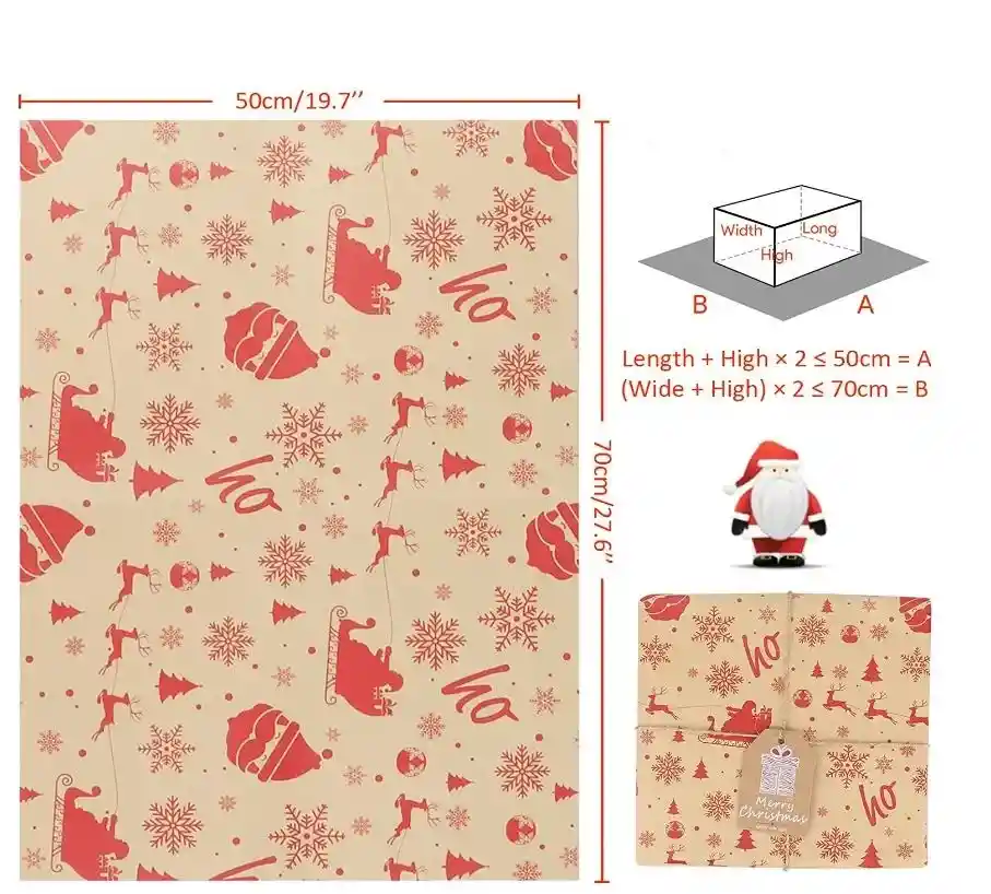 Papel Regalo Kraft Motivo Navideño Papel Regalo Kraft Navidad