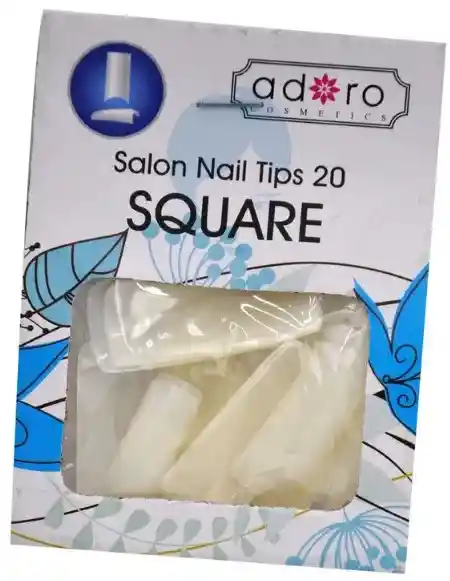Uñas Cuadradas Postizas Transparentes O Blancas X20 - Adoro