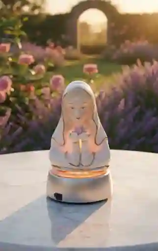 Figura Religiosa Virgen Rosa Mística Con Luz 11 Cm – Porcelana