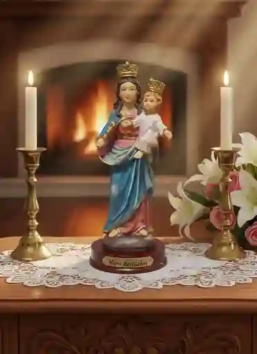 Figura Religiosa Virgen María Auxiliadora 15cm Porcelana Italiana Firenzi