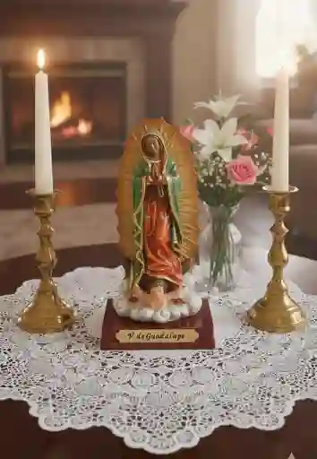 Figura Religiosa Virgen De Guadalupe 13cm Porcelana Italiana Firenzi