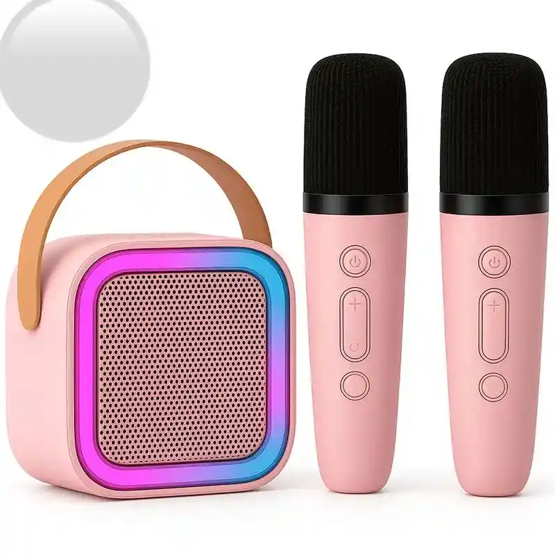 Kit Parlante Y 2 Micrófono Karaoke Para Niños Bluetooth Led
