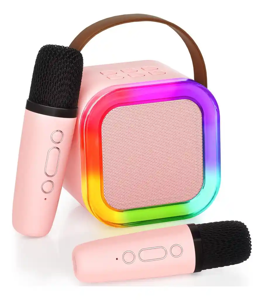 Kit Parlante Y 2 Micrófono Karaoke Para Niños Bluetooth Led