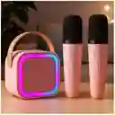 Kit Parlante Y 2 Micrófono Karaoke Para Niños Bluetooth Led