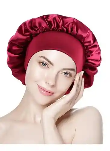 Gorro De Satín Para Dormir Color Vino Tinto