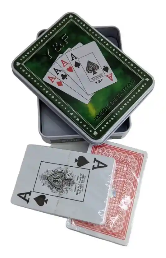 Juego Poker Baraja Juego Cartas Estuche Metalico