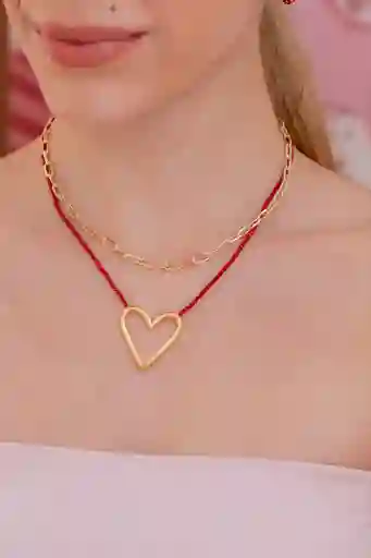 Ave Maria Collar X2 Layering Corazón Silueta