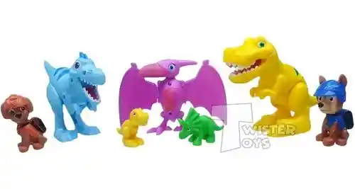 Paw Patrol ,dino Rescue Set Con 7 Figuras Coleccionables De Cachorros Y Dinosaurios