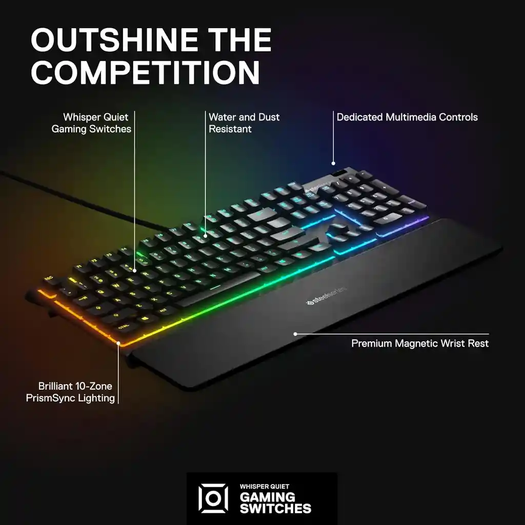 Steelseries Apex 3 Rgb - Teclado Para Videojuegos