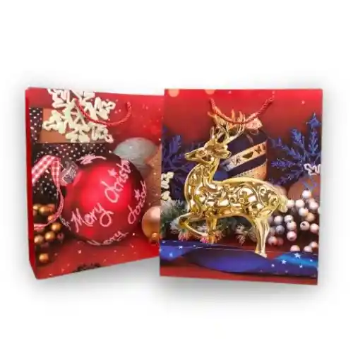 Bolsa De Regalo Navideña Escarchada Fina Lisa Talla L Empaques Navidad