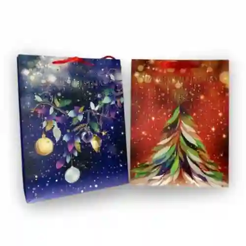 Bolsa De Regalo Navideña Escarchada Fina Lisa Talla Jumbo Xl Empaques Navidad
