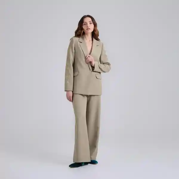 38 / Pantalón Bordado - Caqui