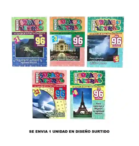 Libro Sopas De Letras 96 Paginas Diseño Surtido