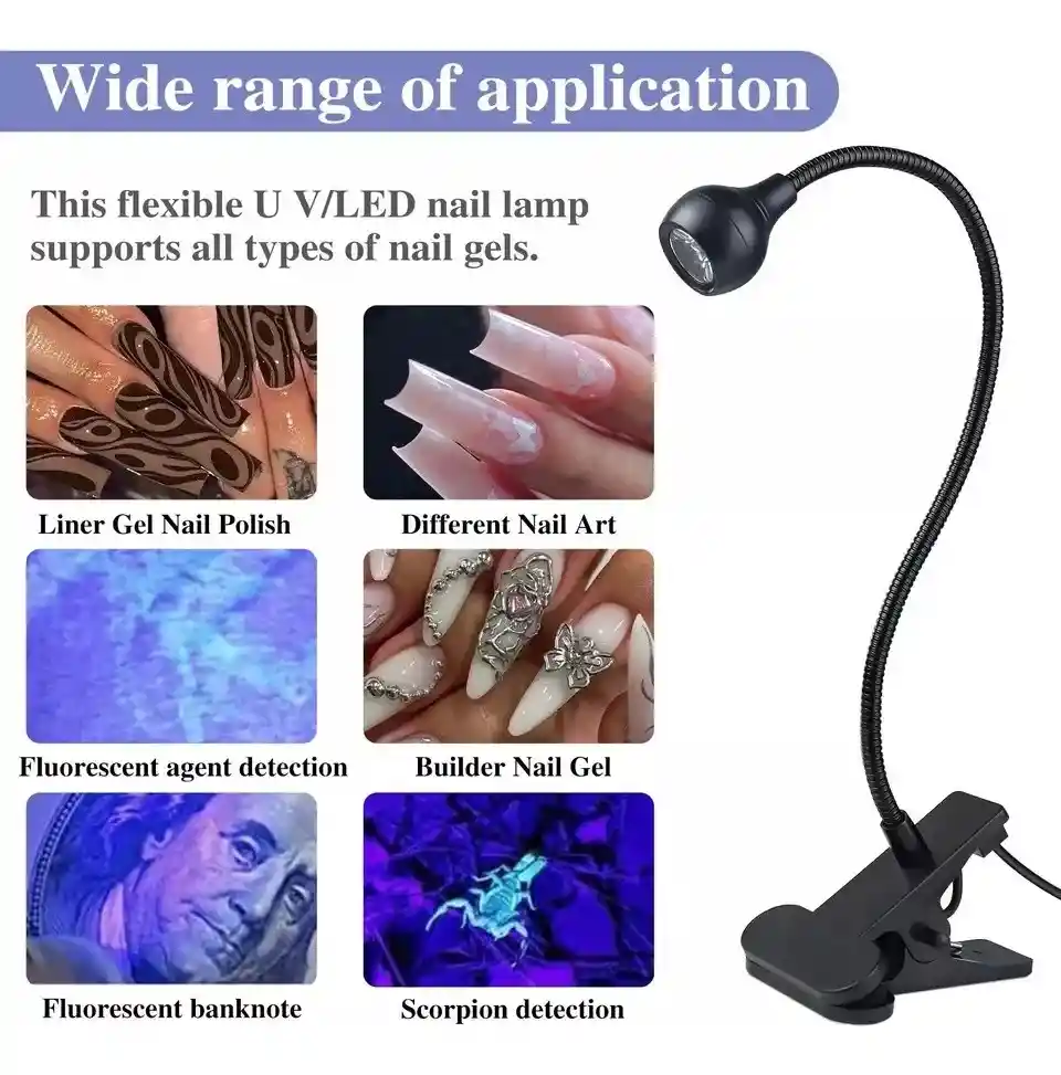 Lampara Secado Uñas Led Ultra Violeta Uv Brazo Flexible Usb