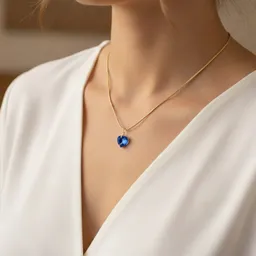 Collar Corazón Swarovski Azul Dorado