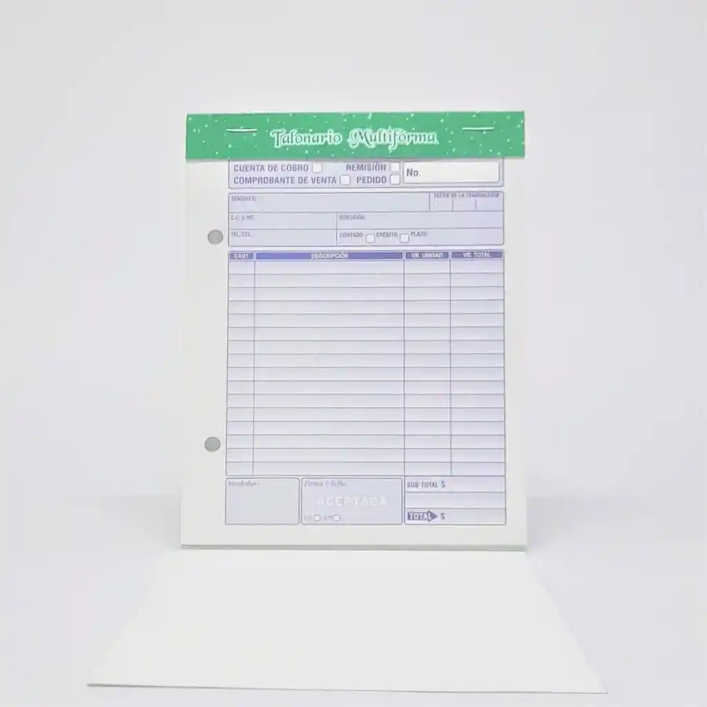 Talonario/facturero Autocopiante Mediano