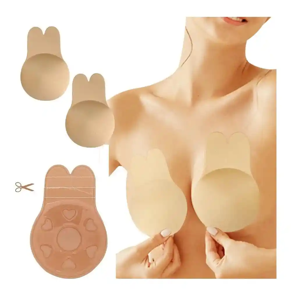 Sujetador Adhesivo Invisible Con Levante Reutilizable Y Sin Tirantes