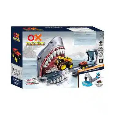 Pista Tiburón Catapulta Con Un Carro Bigfoot. El Modelo Del Carro Es Surtido Aleatoriamente