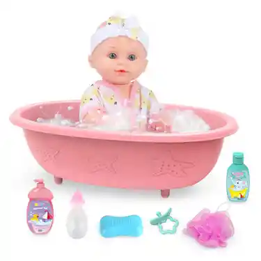 Muñeca Bebe De 12 Con Bañera