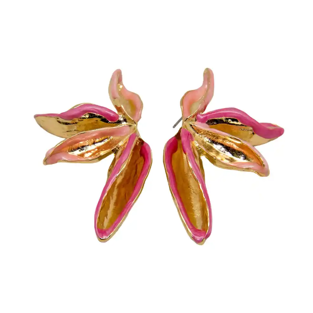 Aretes Pétalos De Oro Rosa