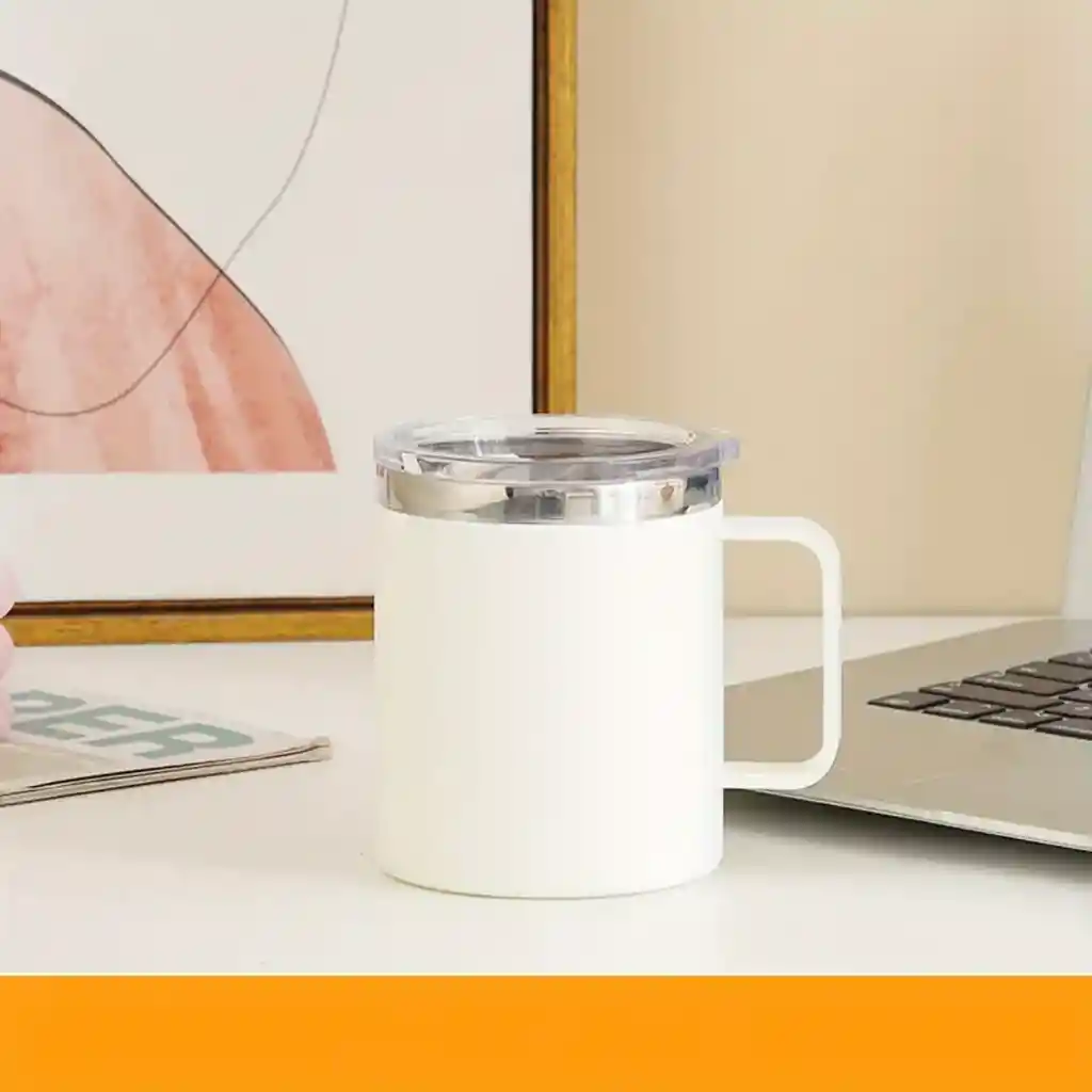 Termo Taza Acero Inoxidable Bebidas Calientes Y Frias 15.22 Onzas Blanco